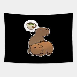 Capybara thirsty for green tea Tapestry