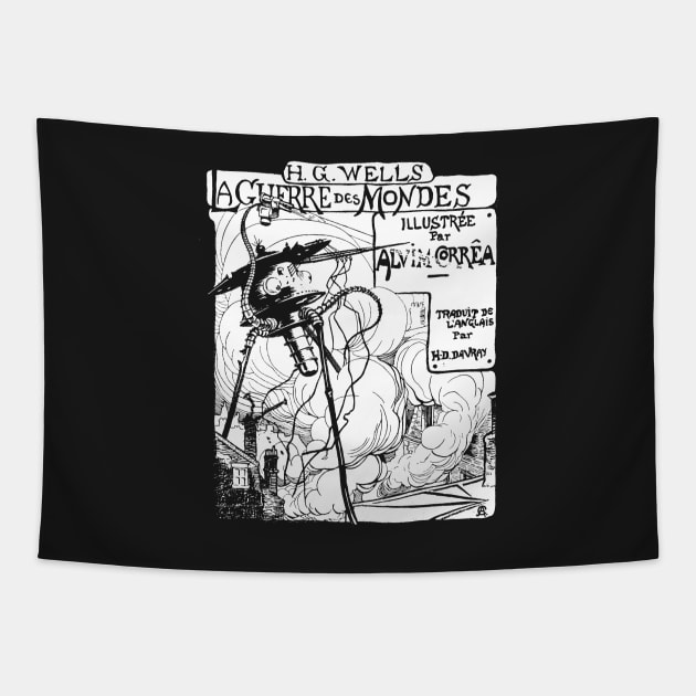 War of the Worlds 1906 Print Ad Illustration (Dark Garment) Tapestry by innerspaceboy