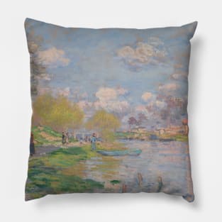 Spring by the Seine by Claude Monet Pillow