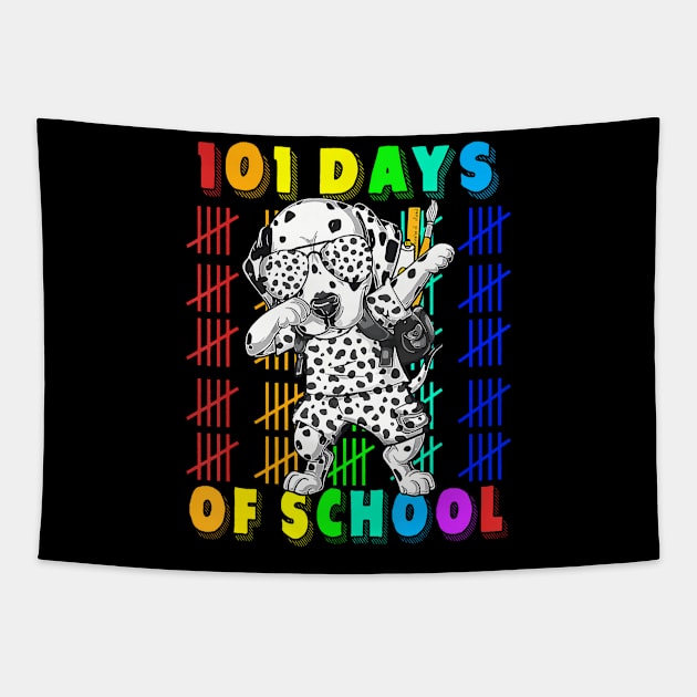 101 Days Of School Dalmatian Dog 100 Days Smarter Teacher Tapestry by deptrai0023