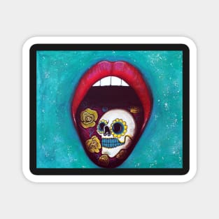 Mouth Full Of Sugar Skull Magnet