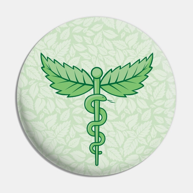 Caduceus with Leaves Background Pin by sifis