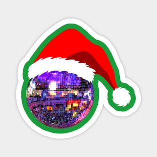 Jolly Disco Ball with Santa Hat Magnet