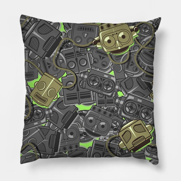 Robotpolis pattern Pillow by opippi