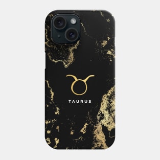 Taurus Symbol on gold and black marble Phone Case