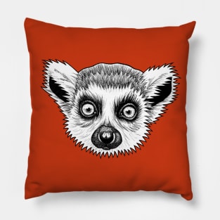 Baby ring-tailed lemur - ink illustration Pillow