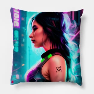 Abstract Cyberpunk Girl Pillow