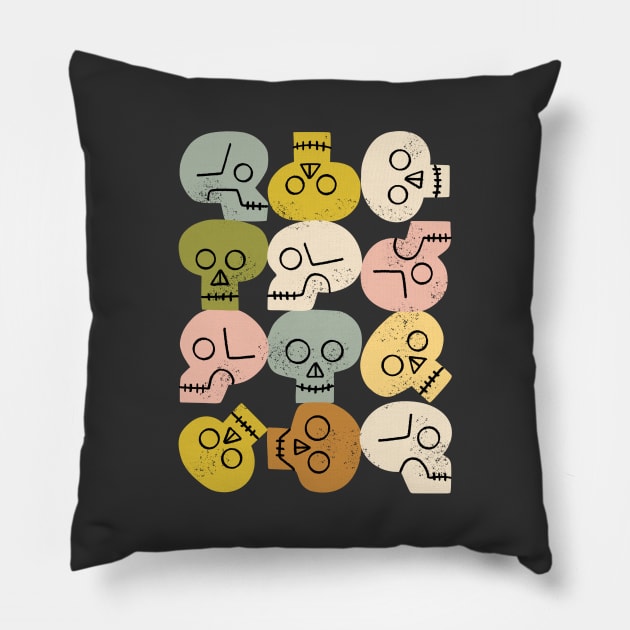 Happy Skulls Pillow by Renea L Thull