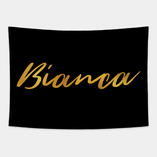 Bianca Name Hand Lettering in Faux Gold Letters Tapestry