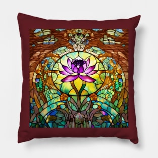 Stained Glass Lotus Flower Pillow