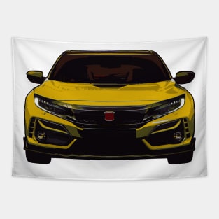 Yellow Civic Type R Illustration Tapestry