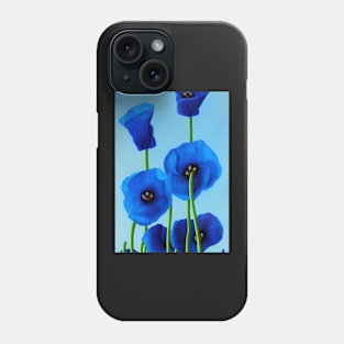 BREAHTAKING BLUE POPPIES ON A LIGHT BLUE BACKGROUND Phone Case