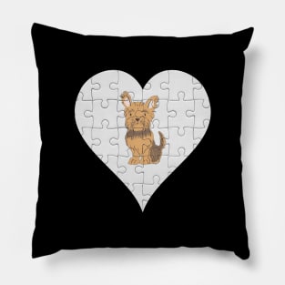 Yorkshire Terrier Heart Jigsaw Pieces Design - Gift for Yorkshire Terrier Brown Miniature Lovers Pillow