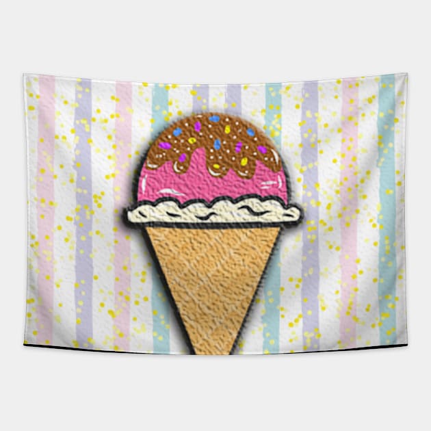 Ice cream delicious ice cream cone pink sweetness Tapestry by KK-Royal