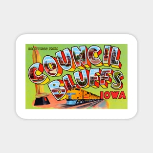 Greetings from Council Bluffs, Iowa - Vintage Large Letter Postcard Magnet