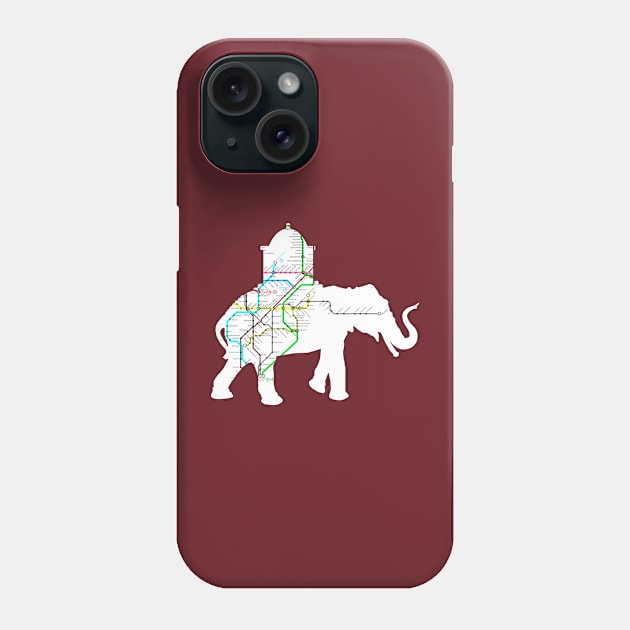 Indian Elephant cut from Mumbai Subway Map Phone Case by tsd-fashion