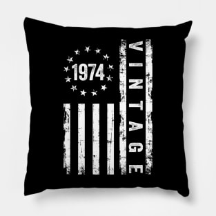 50 Years Old Gifts Vintage 1974 American Flag 50th Birthday Pillow