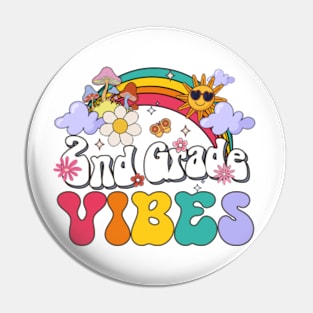 2nd Grade Vibes - Second Grade Team Retro 1st Day of School Pin