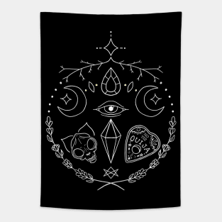 Circle of the Witch - White Outline Tapestry