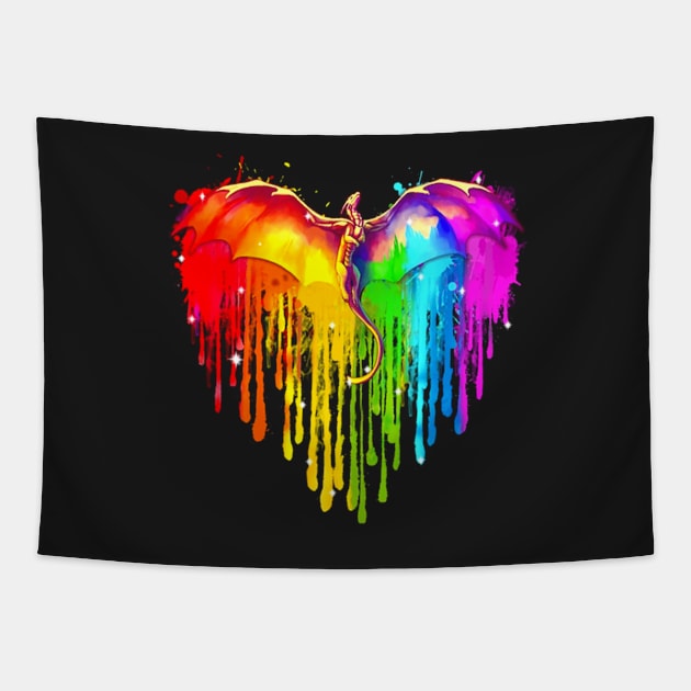 Dragon LGBT Heart Watercolor Tapestry by ANGELA2-BRYANT