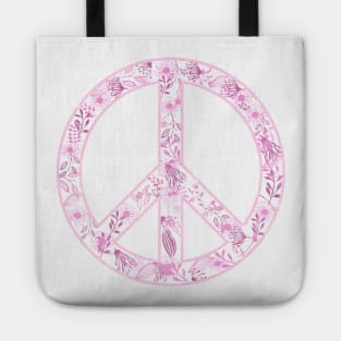 Vintage Girly Flower Peace Sign Tote