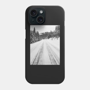 White Winter in Scandinavia - Mountain Road Through Fir Tree Forest Phone Case