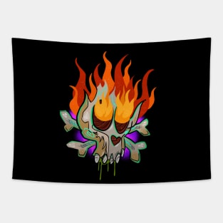 Skull on fire Tapestry