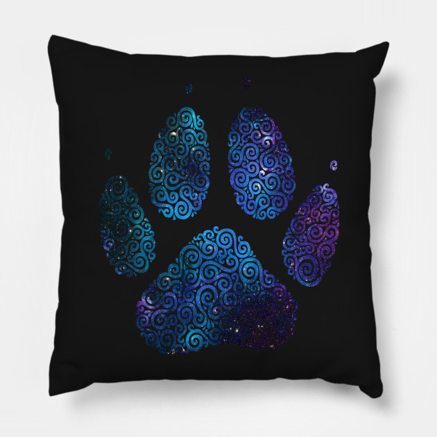 Swirly Galaxy Dog - Dog Paw - Pillow | TeePublic