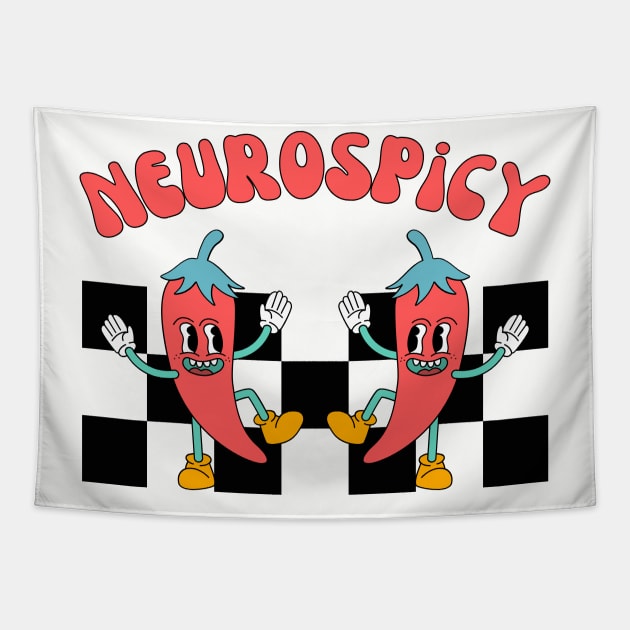 Neuro Spicy, Autism, ADHD, Retro Neurodiversity Tapestry by WaBastian