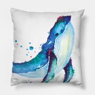 whale painted with watercolor 2 Pillow