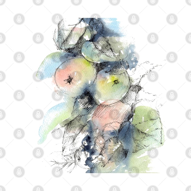 Watercolor apples by Maria Mi Art