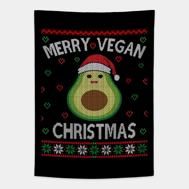 Merry Vegan Christmas Ugly Sweater Tapestry by MZeeDesigns