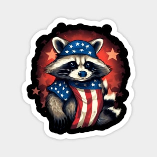 BRAVE raccoon proudly American flaG Magnet