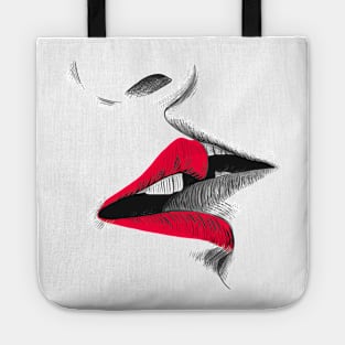 kiss sketch hand drawn Tote