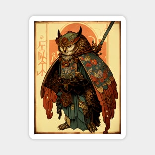 Owl Samurai Art Nouveau Magnet