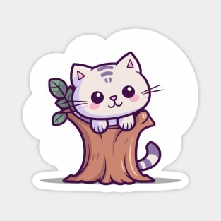 Kitten in a Tree Trunk Magnet