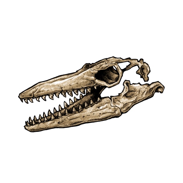 Dinosaur Skull Mosasaurus Sticker by CassWArt