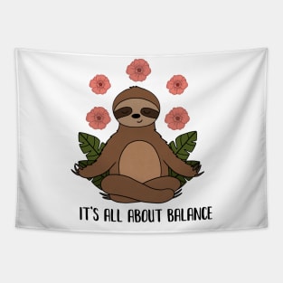 Sloth Yoga Meditation, Balance, Funny Zen Gift Tapestry