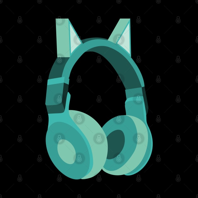 Cat Ear Headphones Blue Green by PCB1981