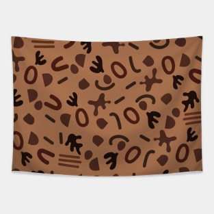 Abstract shape boho art pattern in brown Tapestry