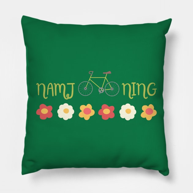 Namjooning (RM of BTS Bangtan Sonyeondan) - Flowers and Bicycle Pillow by e s p y