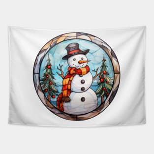 Snowman and christmas trees Tapestry