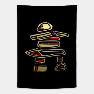 Gold and Black Inuksuk Totem Figure Tapestry