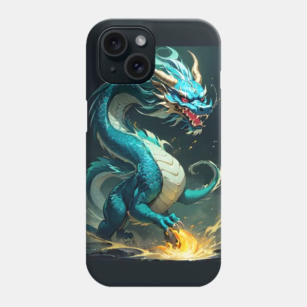 Asian green dragon Phone Case by Spaceboyishere