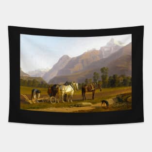 Ploughmen And Horses In The Canton Of Valais By Johann Jakob Biedermann Digitally Enhanced Tapestry