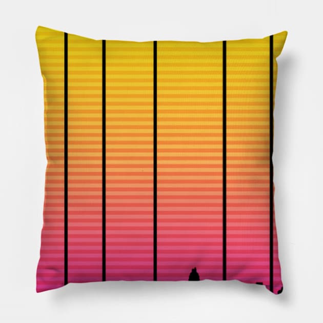 Retro 1980s columbus Skyline 198 Pillow by tobye