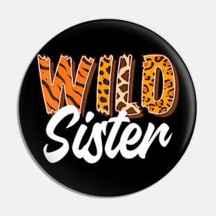 Wild One Sister Two Wild Family Birthday Zoo Animal Matching Pin