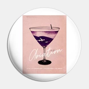 Aviation Cocktail Retro Poster Glass with Planes Bar Prints, Vintage Drinks, Recipe, Wall Art Pin