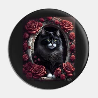 Cat with Roses - Modern digital art Pin