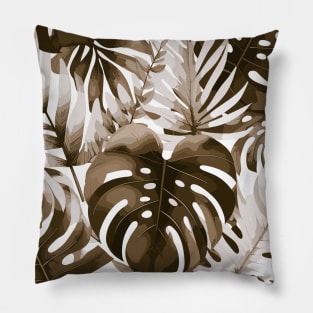 Minimalistic Monstera Tropical Leaves Pillow